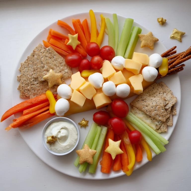 A vibrant Blast Off Spaceship Snack Board displays a healthy and delicious array of kid-friendly snacks.