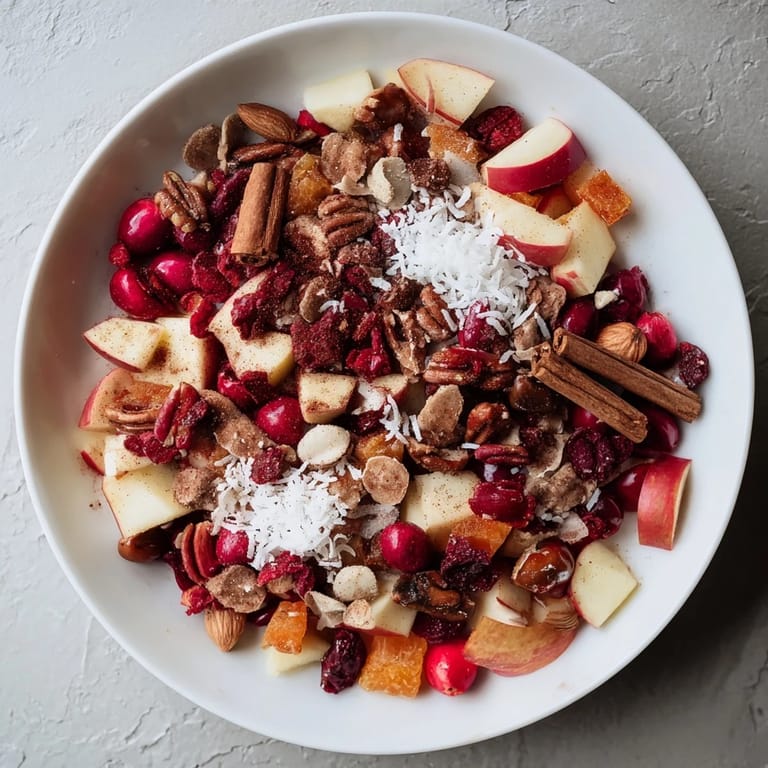 Beautifully arranged bowl of Mélange Hivernal Flocon de Neige, perfect for a cheerful holiday appetizer.