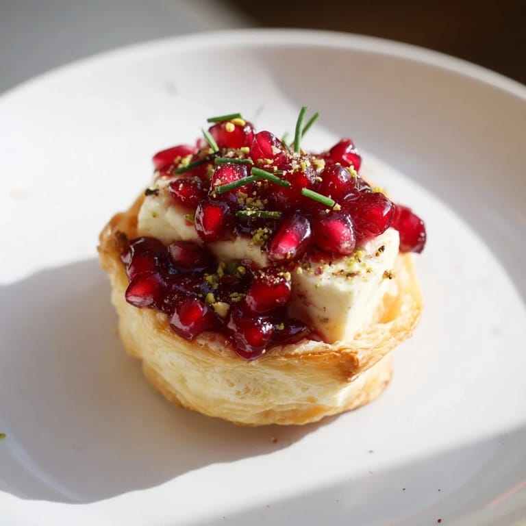 Irresistible, baked Fireworks Brie Tartlets, featuring creamy Brie and vibrant preserves, ready for your celebration.