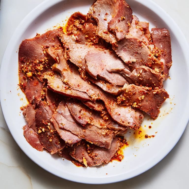 Vibrant photo of spiced Turkish Döner Meat, flavorful and cooked to juicy perfection, ready to enjoy.