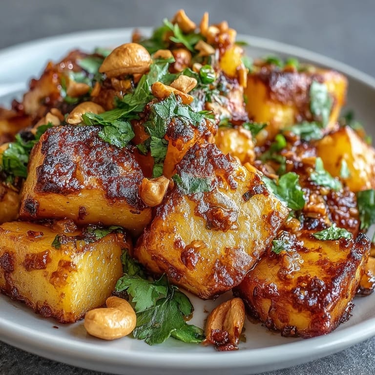 Richly spiced Curried Celeriac with nutty roasted root vegetables, finished with a bright squeeze of fresh lime.