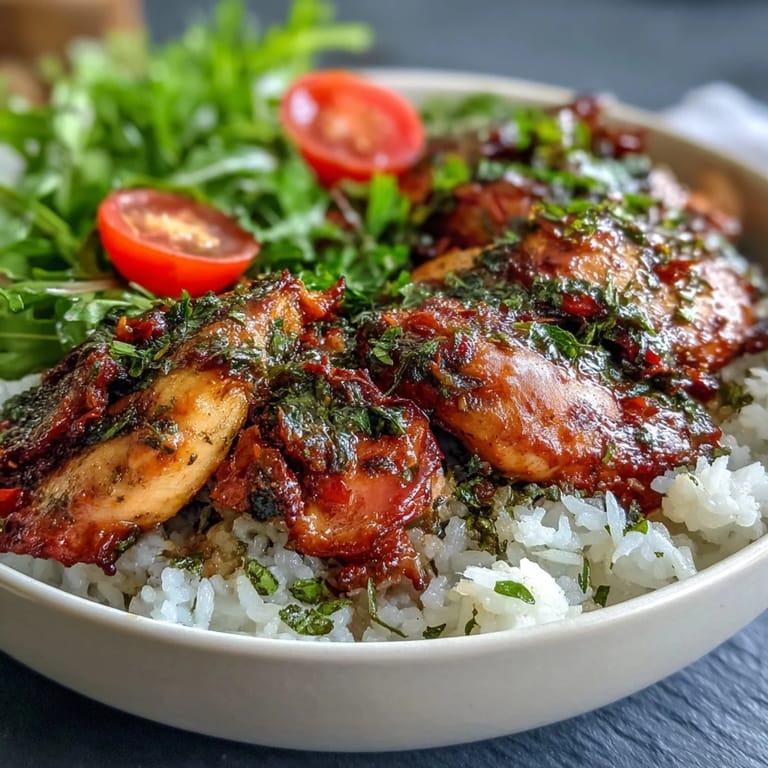 Wholesome Mediterranean-inspired Sun-Dried Tomato Chicken Bowl with feta crumbles, greens, and rice, plated for a family dinner.