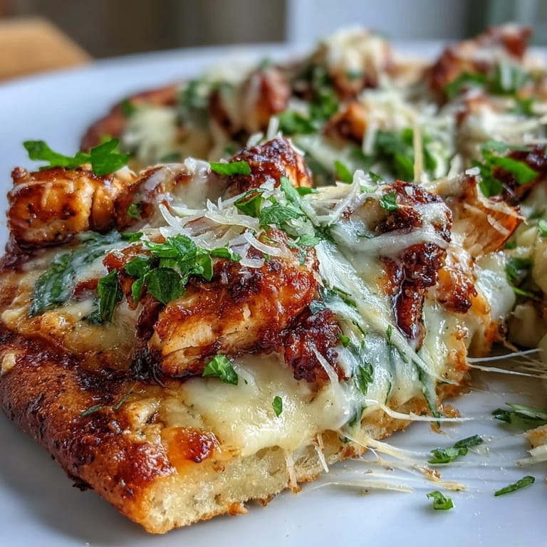 Oven-baked Garlic Naan Chicken Caesar Pizzas feature golden edges, melty cheese, and fresh Caesar salad on top.