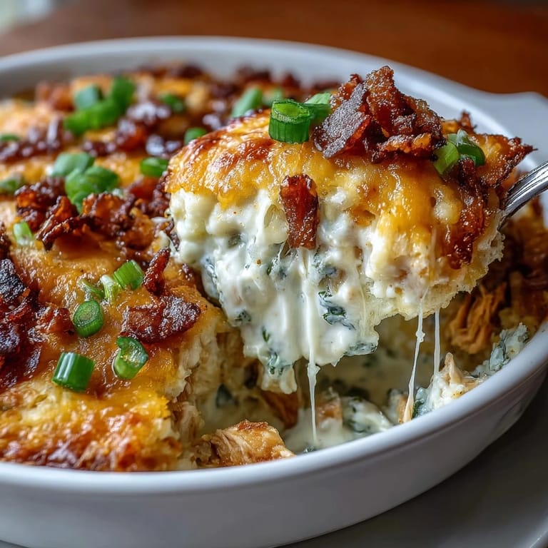 Tender chicken and cauliflower rice baked in a rich, smoky jalapeño popper sauce, finished with gooey cheese and crunchy bacon crumbles.