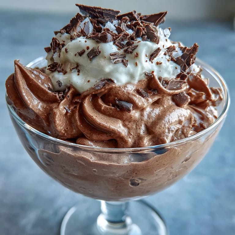 Velvety Greek yogurt mousse blended with cocoa and sea salt, offering a light and airy guilt-free sweet treat.