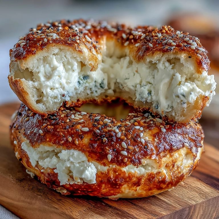 Fluffy, chewy bagels made with blended cottage cheese, golden brown and topped with crunchy seeds.  