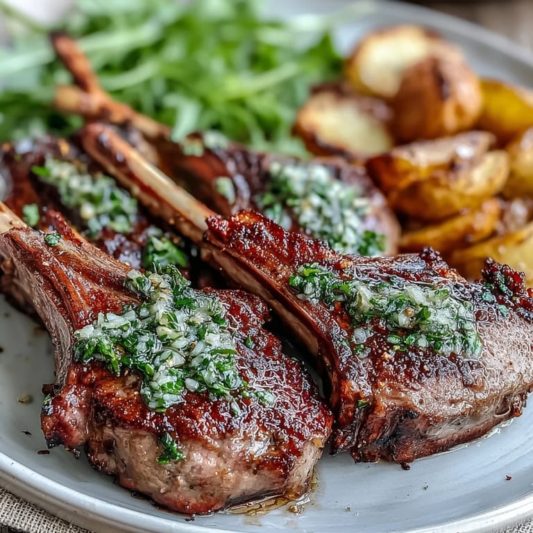Tender lamb chops served with vibrant gremolata, featuring lemon zest, garlic, and parsley.  