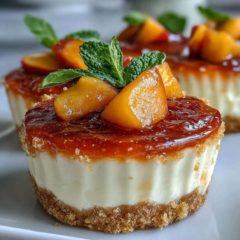 Elegant individual Peach Bellini Jello Cheesecake Cups, perfect for celebrations.
