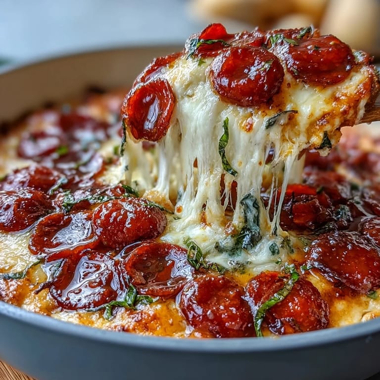 Crowd-pleasing skillet appetizer featuring melty cheese, spicy pepperoni, and sweet honey.
