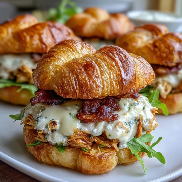 Juicy chicken and bacon filling these golden, buttery croissant sliders, a crowd-pleaser.