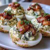 Smoked Salmon Deviled Eggs with Everything Seasoning, creamy and savory, topped with a crunchy everything bagel mix.