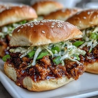 Juicy Korean Turkey Sloppy Joe Sliders stacked on soft buns with crunchy slaw and sesame seeds.