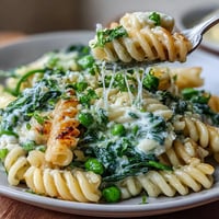 Vibrant One-Pot Lemon Ricotta Pasta with Peas and Spinach, creamy and bright.