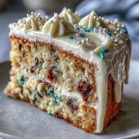 Class of 2026 Confetti Cake with Champagne Frosting, bursting with sprinkles and creamy frosting.