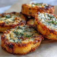Golden baked Spanish potato cakes, crispy outside with savory paprika and pepper filling.