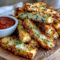 Golden, crispy Parmesan Zucchini Fries, perfectly baked with a savory herb coating.